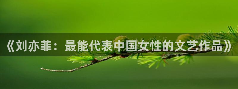 万事娱乐：《刘亦菲：最能代表中国女性的文艺作品》